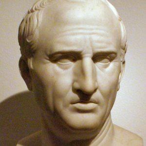 Classical bust of Cicero, Roman statesman and orator.