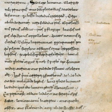 Medieval Latin manuscript page from Oxford Latinitas course material.
